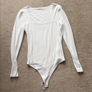 Abercrombie & Fitch Cream Long Sleeve Bodysuit